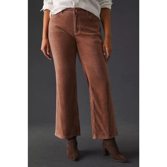 Pilcro Women’s 18W  40 x 27 Corduroy Pant Yaya Mid Rise Crop Flare Taupe Brown - Picture 1 of 16